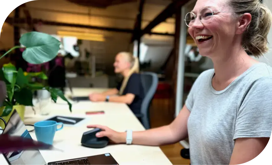 Person enjoying working on a computer